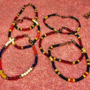 Colorful beaded bracelets and necklace